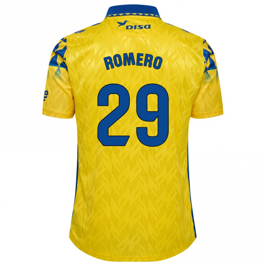 Kinder Fußball Elías Romero #29 Gelb Blau Heimtrikot Trikot 2024/25 T-Shirt Luxemburg