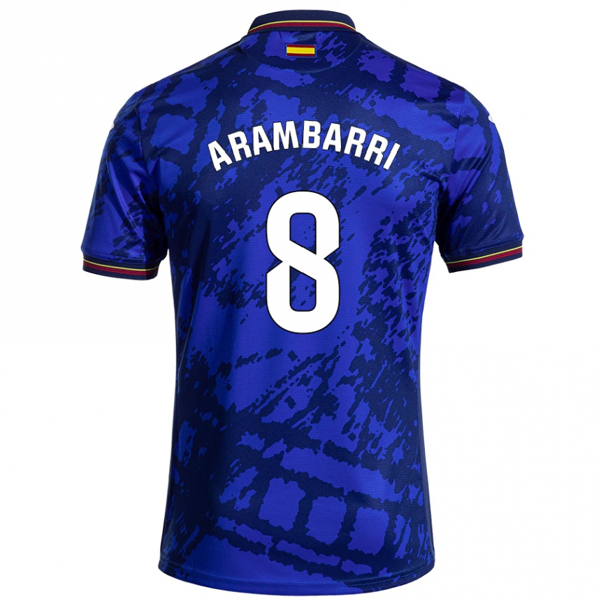 Kinder Fußball Mauro Arambarri #8 Dunkleres Blau Heimtrikot Trikot 2024/25 T-Shirt Luxemburg