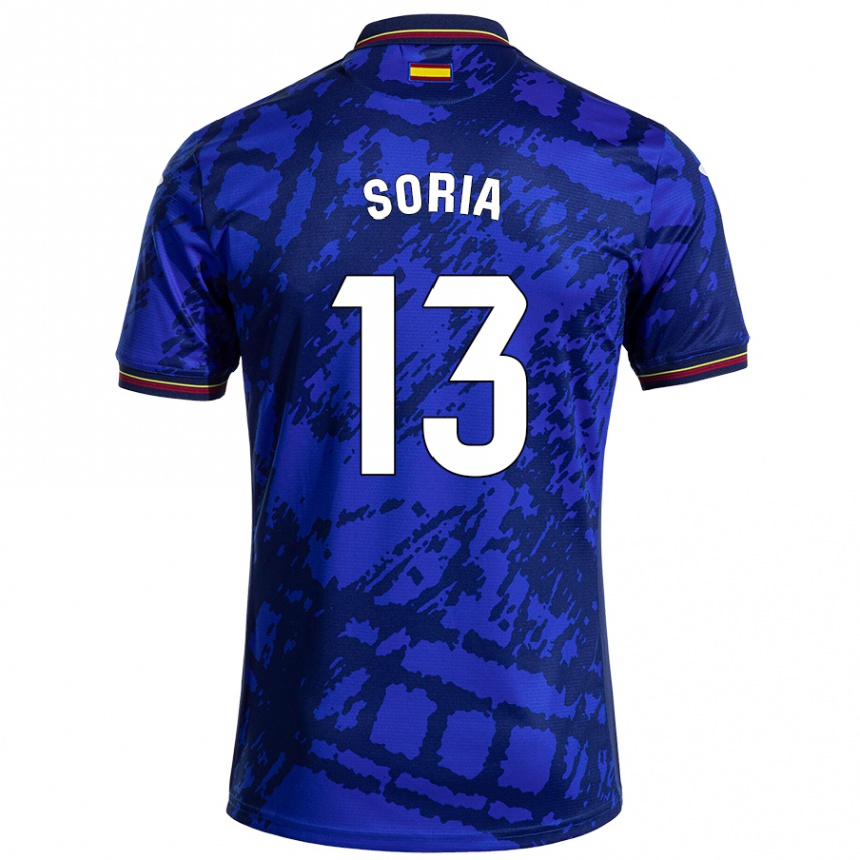 Kinder Fußball David Soria #13 Dunkleres Blau Heimtrikot Trikot 2024/25 T-Shirt Luxemburg