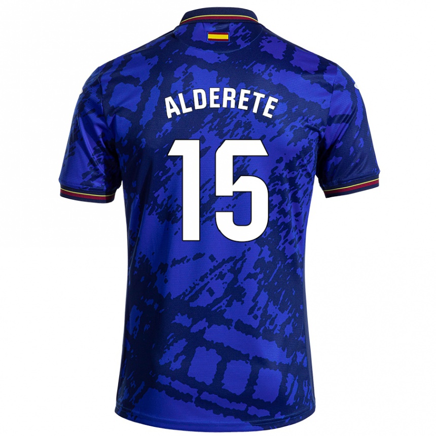 Kinder Fußball Omar Alderete #15 Dunkleres Blau Heimtrikot Trikot 2024/25 T-Shirt Luxemburg