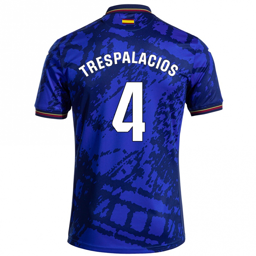 Kinder Fußball Adrián Trespalacios #4 Dunkleres Blau Heimtrikot Trikot 2024/25 T-Shirt Luxemburg