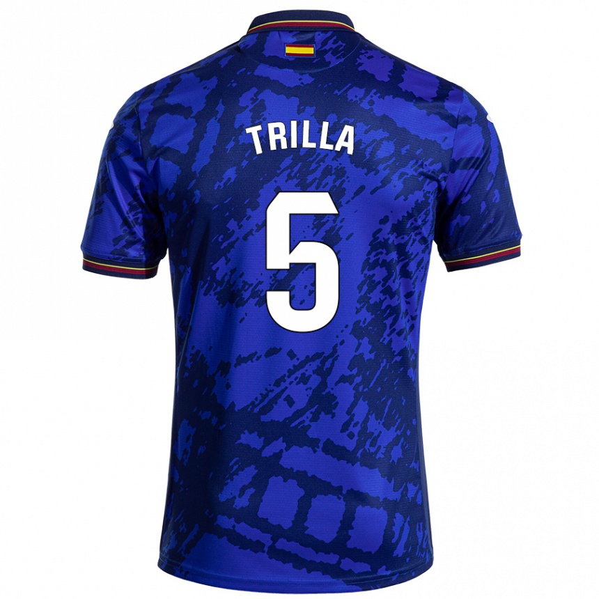 Kinder Fußball Guillem Trilla #5 Dunkleres Blau Heimtrikot Trikot 2024/25 T-Shirt Luxemburg