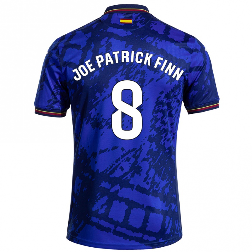 Kinder Fußball John Joe Patrick Finn #8 Dunkleres Blau Heimtrikot Trikot 2024/25 T-Shirt Luxemburg