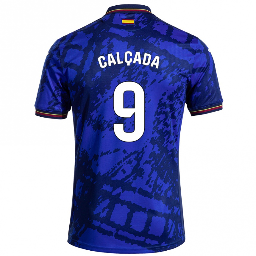 Kinder Fußball Gonzalo Calçada #9 Dunkleres Blau Heimtrikot Trikot 2024/25 T-Shirt Luxemburg