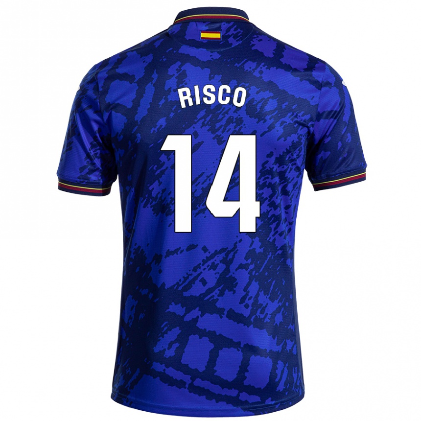 Kinder Fußball Alberto Risco #14 Dunkleres Blau Heimtrikot Trikot 2024/25 T-Shirt Luxemburg