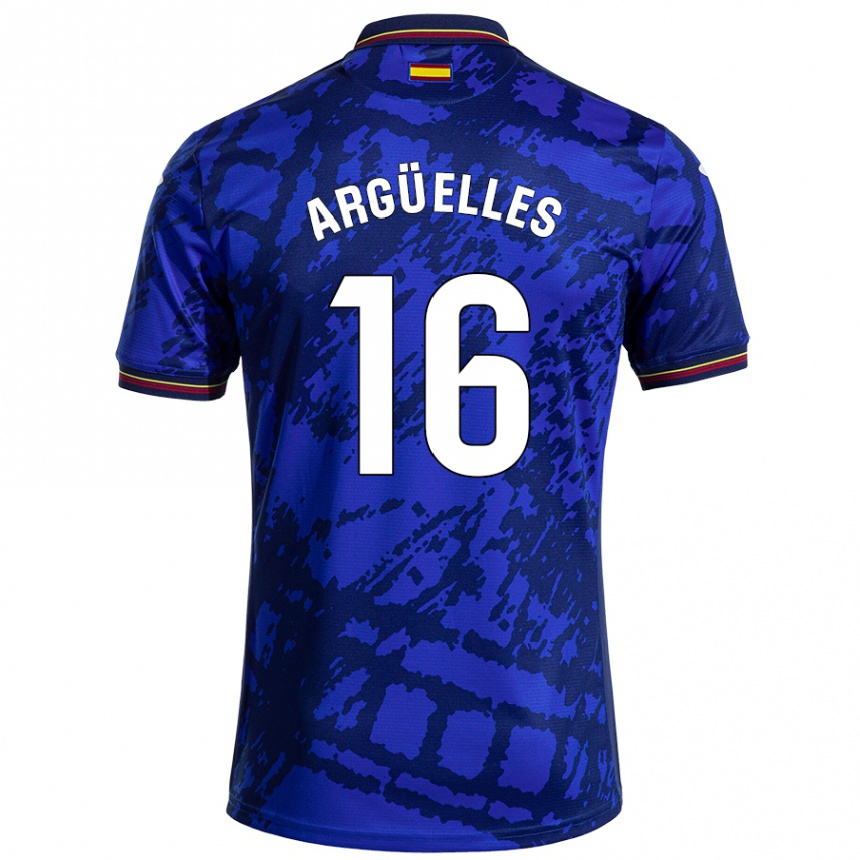 Kinder Fußball David Argüelles #16 Dunkleres Blau Heimtrikot Trikot 2024/25 T-Shirt Luxemburg