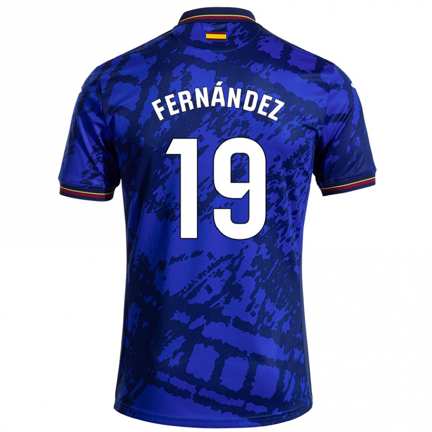 Kinder Fußball Ismael Fernández #19 Dunkleres Blau Heimtrikot Trikot 2024/25 T-Shirt Luxemburg