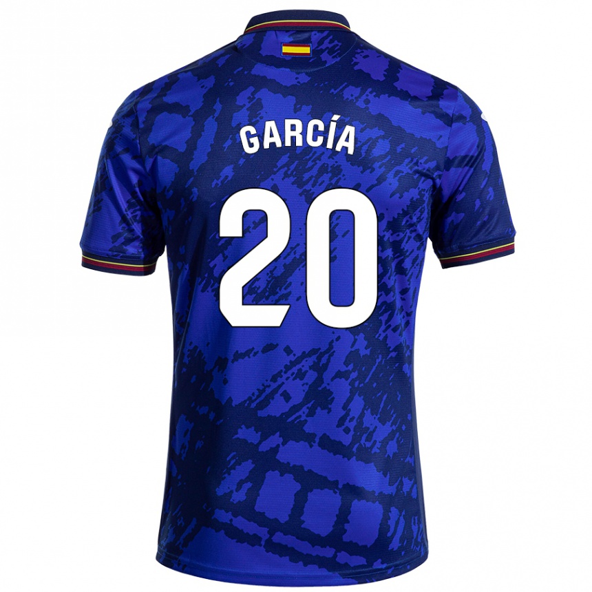 Kinder Fußball Álex García #20 Dunkleres Blau Heimtrikot Trikot 2024/25 T-Shirt Luxemburg