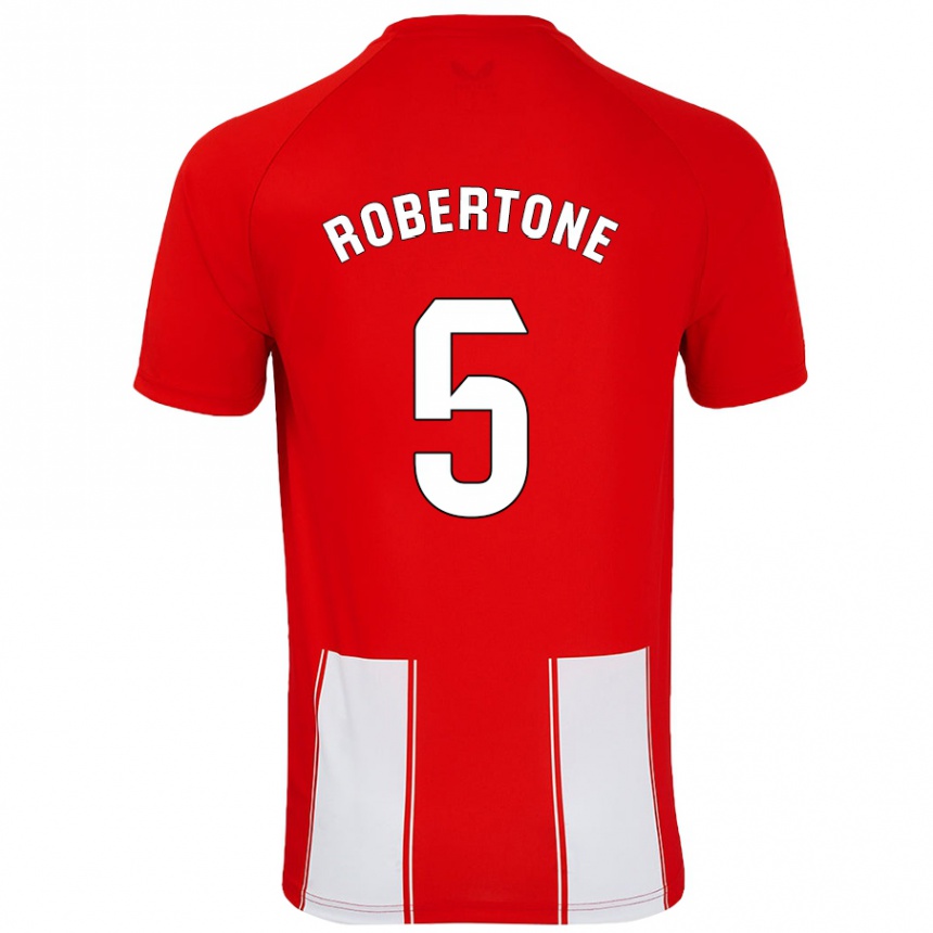 Kinder Fußball Lucas Robertone #5 Rot Weiß Heimtrikot Trikot 2024/25 T-Shirt Luxemburg