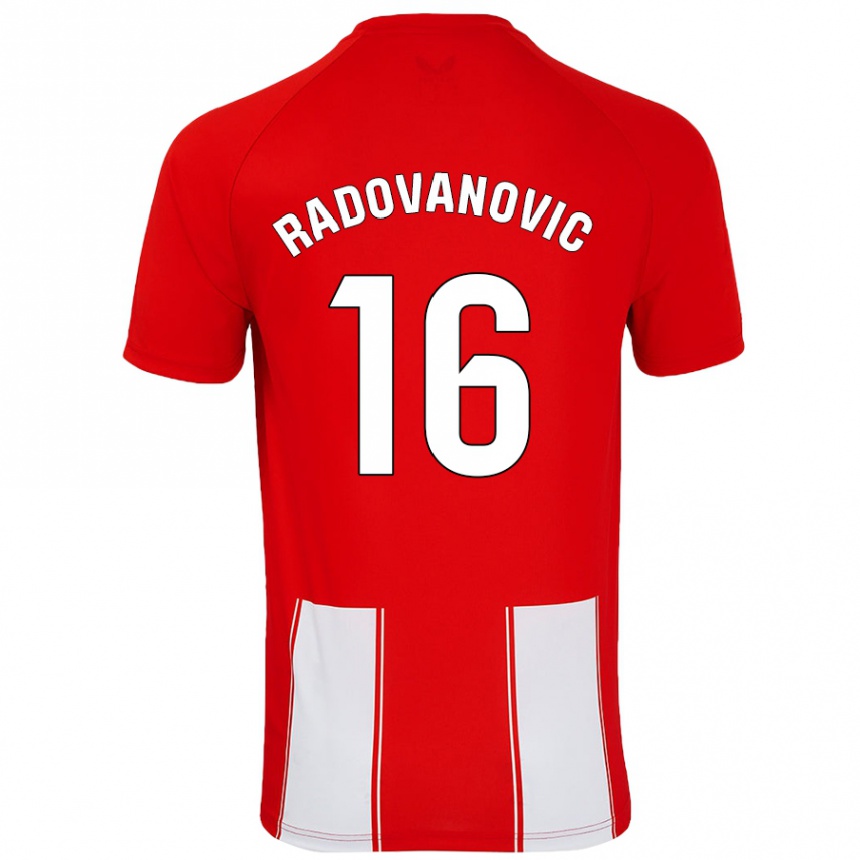 Kinder Fußball Aleksandar Radovanovic #16 Rot Weiß Heimtrikot Trikot 2024/25 T-Shirt Luxemburg