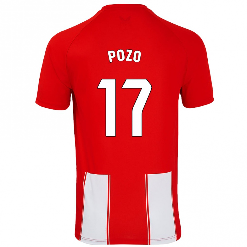 Kinder Fußball Álex Pozo #17 Rot Weiß Heimtrikot Trikot 2024/25 T-Shirt Luxemburg