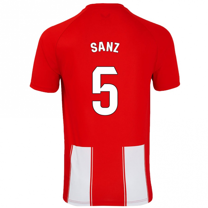 Kinder Fußball Paco Sanz #5 Rot Weiß Heimtrikot Trikot 2024/25 T-Shirt Luxemburg