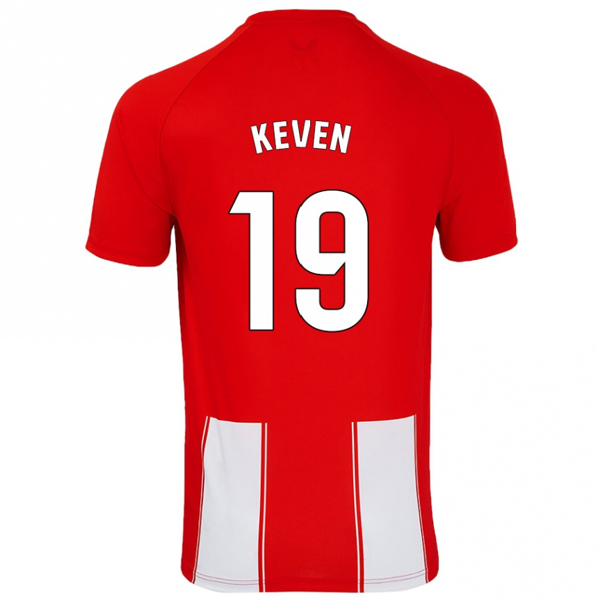 Kinder Fußball Keven #19 Rot Weiß Heimtrikot Trikot 2024/25 T-Shirt Luxemburg