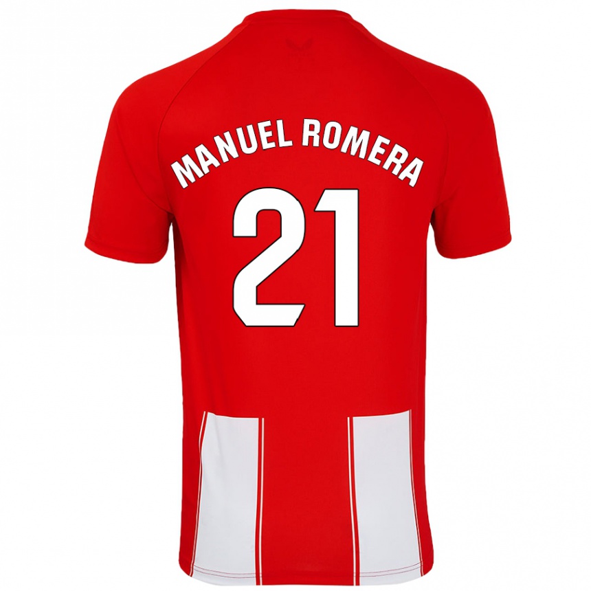 Kinder Fußball José Manuel Romera #21 Rot Weiß Heimtrikot Trikot 2024/25 T-Shirt Luxemburg