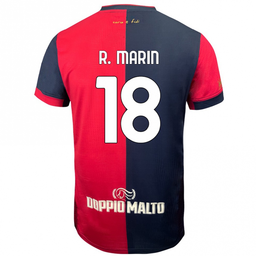 Kinder Fußball Răzvan Marin #18 Rot Dunkleres Blau Heimtrikot Trikot 2024/25 T-Shirt Luxemburg