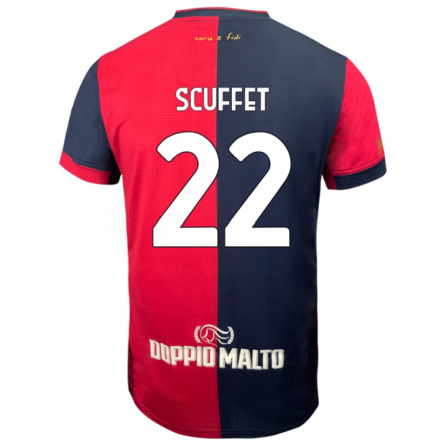 Kinder Fußball Simone Scuffet #22 Rot Dunkleres Blau Heimtrikot Trikot 2024/25 T-Shirt Luxemburg