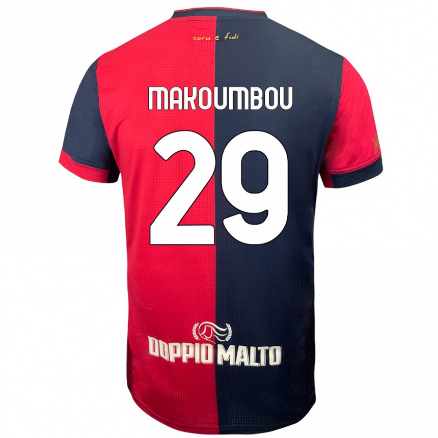 Kinder Fußball Antoine Makoumbou #29 Rot Dunkleres Blau Heimtrikot Trikot 2024/25 T-Shirt Luxemburg