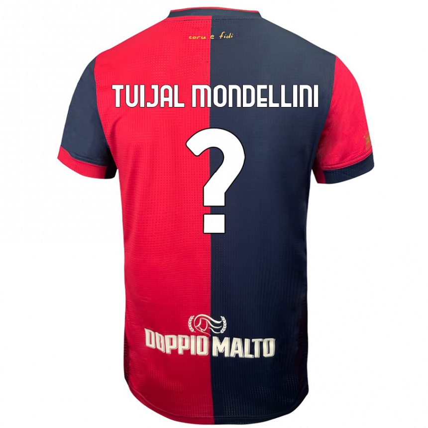 Kinder Fußball Luca Tuijal Mondellini #0 Rot Dunkleres Blau Heimtrikot Trikot 2024/25 T-Shirt Luxemburg