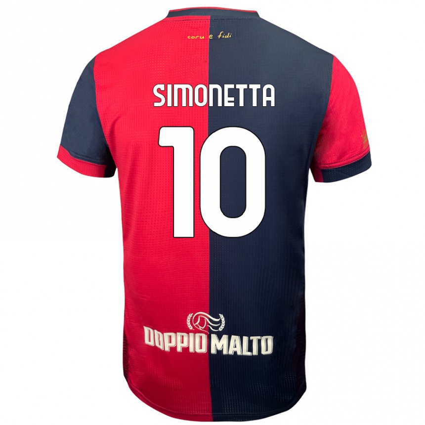 Kinder Fußball Jacopo Simonetta #10 Rot Dunkleres Blau Heimtrikot Trikot 2024/25 T-Shirt Luxemburg