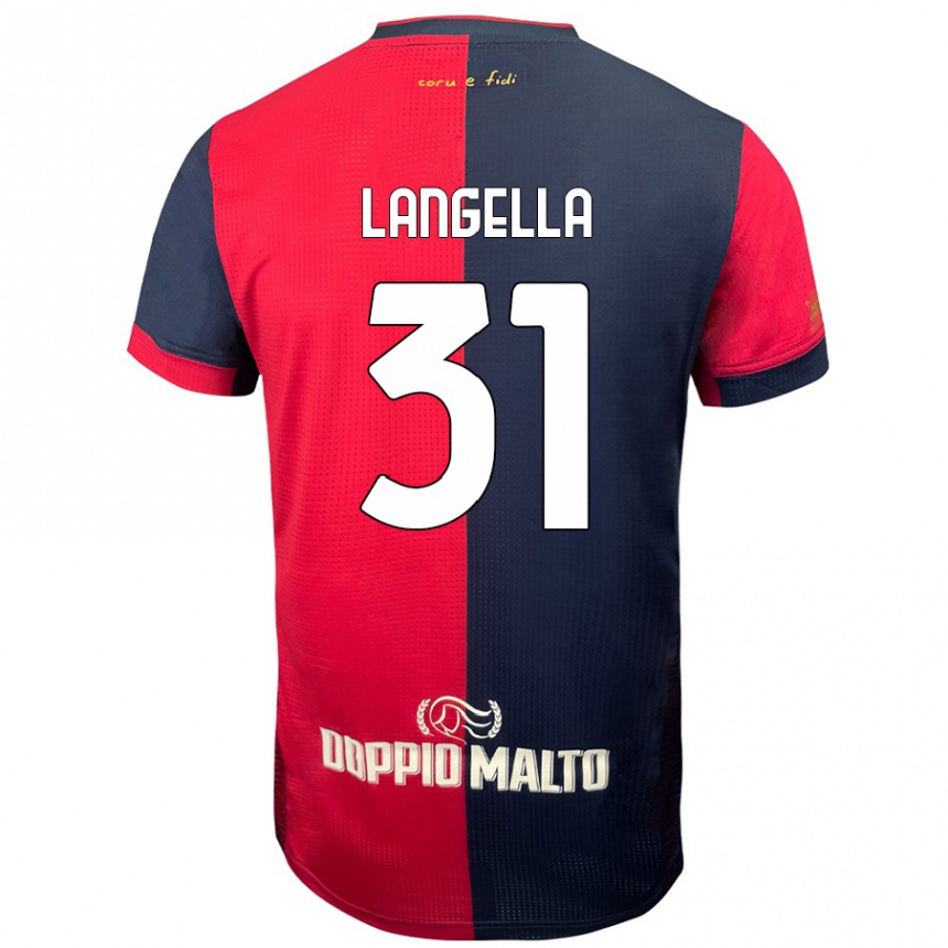 Kinder Fußball Matteo Langella #31 Rot Dunkleres Blau Heimtrikot Trikot 2024/25 T-Shirt Luxemburg