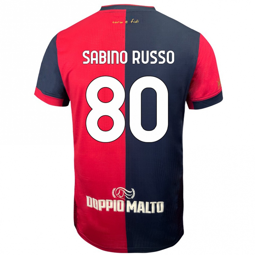 Kinder Fußball Alessandro Sabino Russo #80 Rot Dunkleres Blau Heimtrikot Trikot 2024/25 T-Shirt Luxemburg