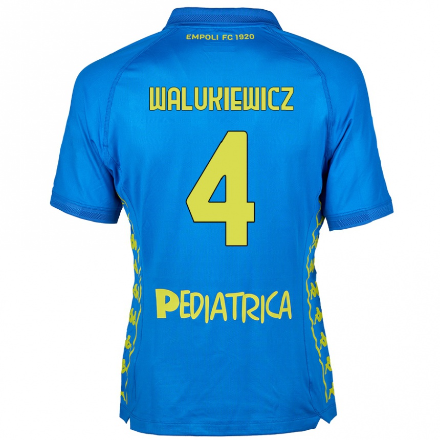 Kinder Fußball Sebastian Walukiewicz #4 Blau Heimtrikot Trikot 2024/25 T-Shirt Luxemburg