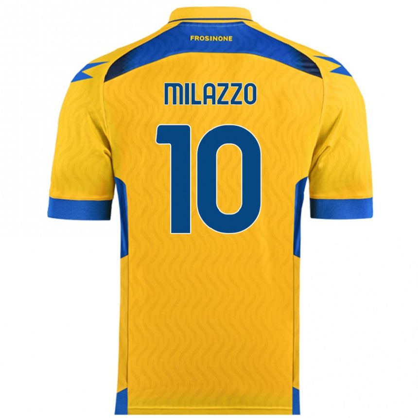 Kinder Fußball Simone Milazzo #10 Gelb Heimtrikot Trikot 2024/25 T-Shirt Luxemburg