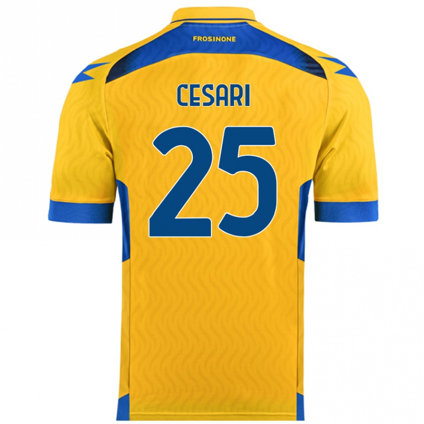 Kinder Fußball Nicolò Cesari #25 Gelb Heimtrikot Trikot 2024/25 T-Shirt Luxemburg