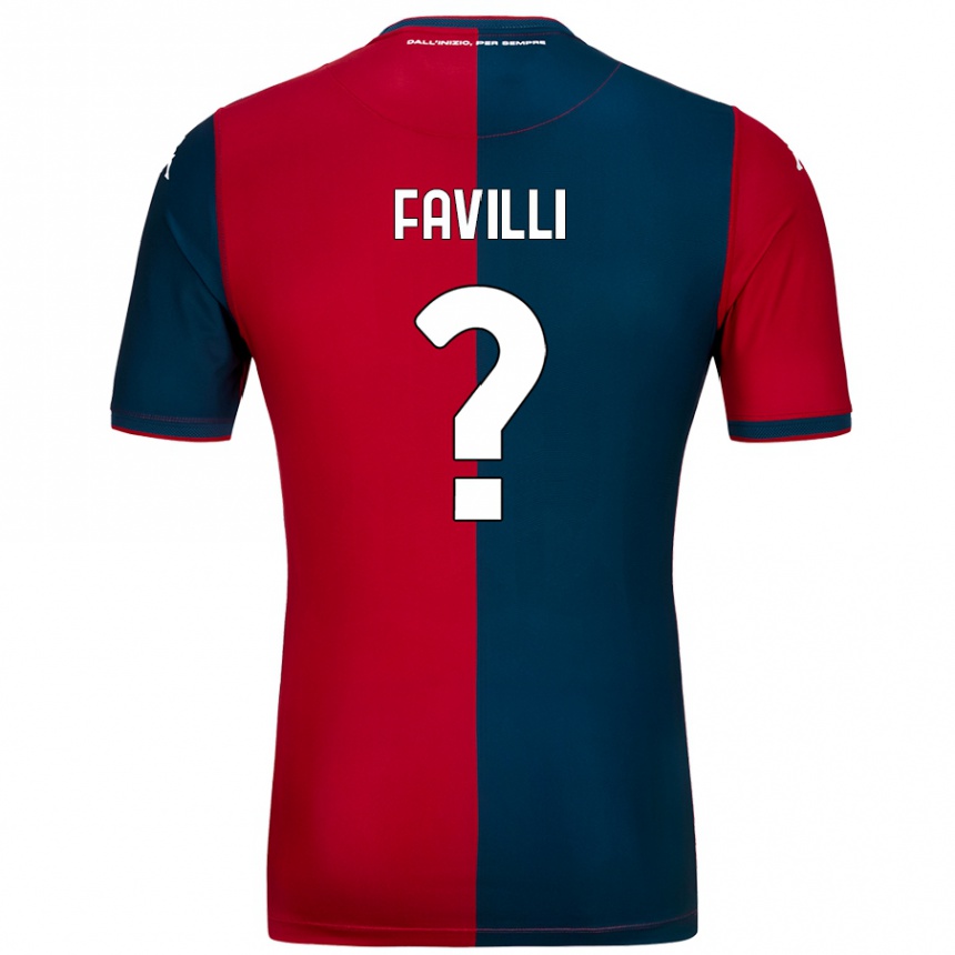 Kinder Fußball Andrea Favilli #0 Rot Dunkelblau Heimtrikot Trikot 2024/25 T-Shirt Luxemburg