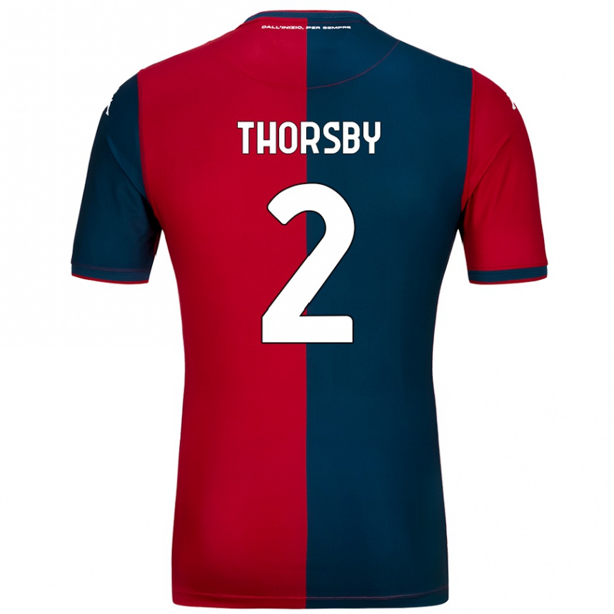 Kinder Fußball Morten Thorsby #2 Rot Dunkelblau Heimtrikot Trikot 2024/25 T-Shirt Luxemburg