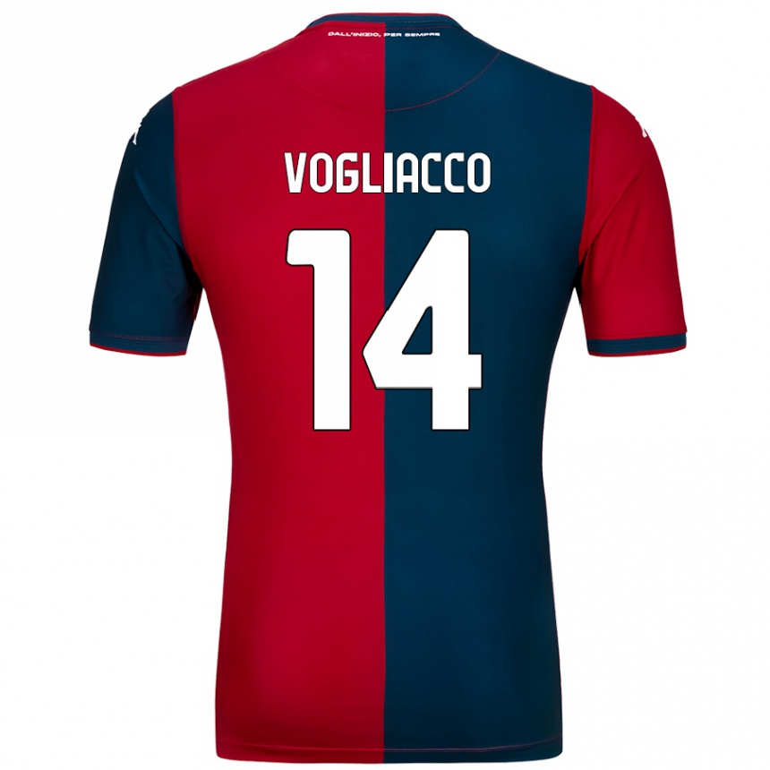 Kinder Fußball Alessandro Vogliacco #14 Rot Dunkelblau Heimtrikot Trikot 2024/25 T-Shirt Luxemburg