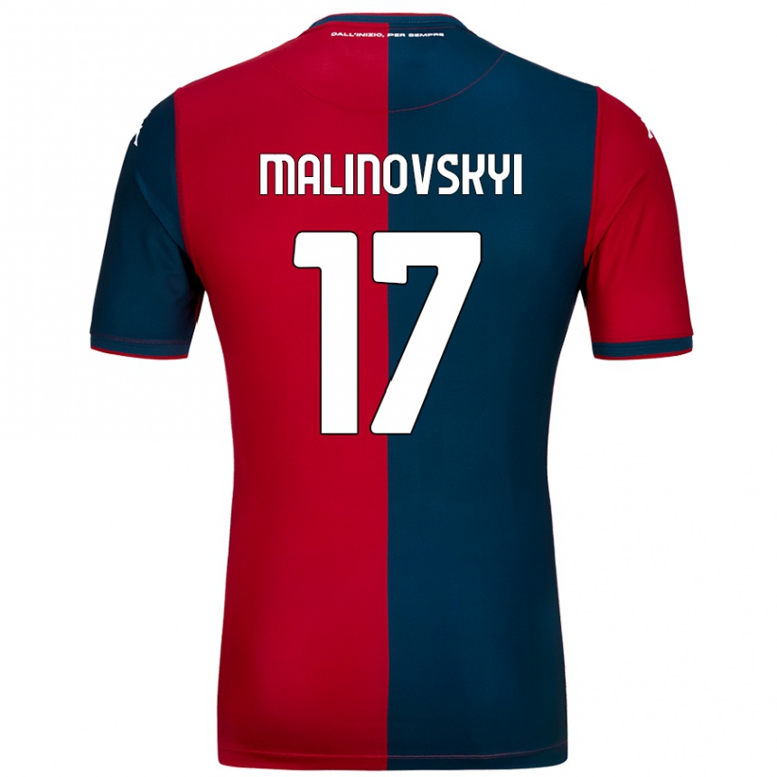 Kinder Fußball Ruslan Malinovskyi #17 Rot Dunkelblau Heimtrikot Trikot 2024/25 T-Shirt Luxemburg