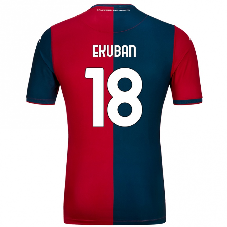 Kinder Fußball Caleb Ekuban #18 Rot Dunkelblau Heimtrikot Trikot 2024/25 T-Shirt Luxemburg