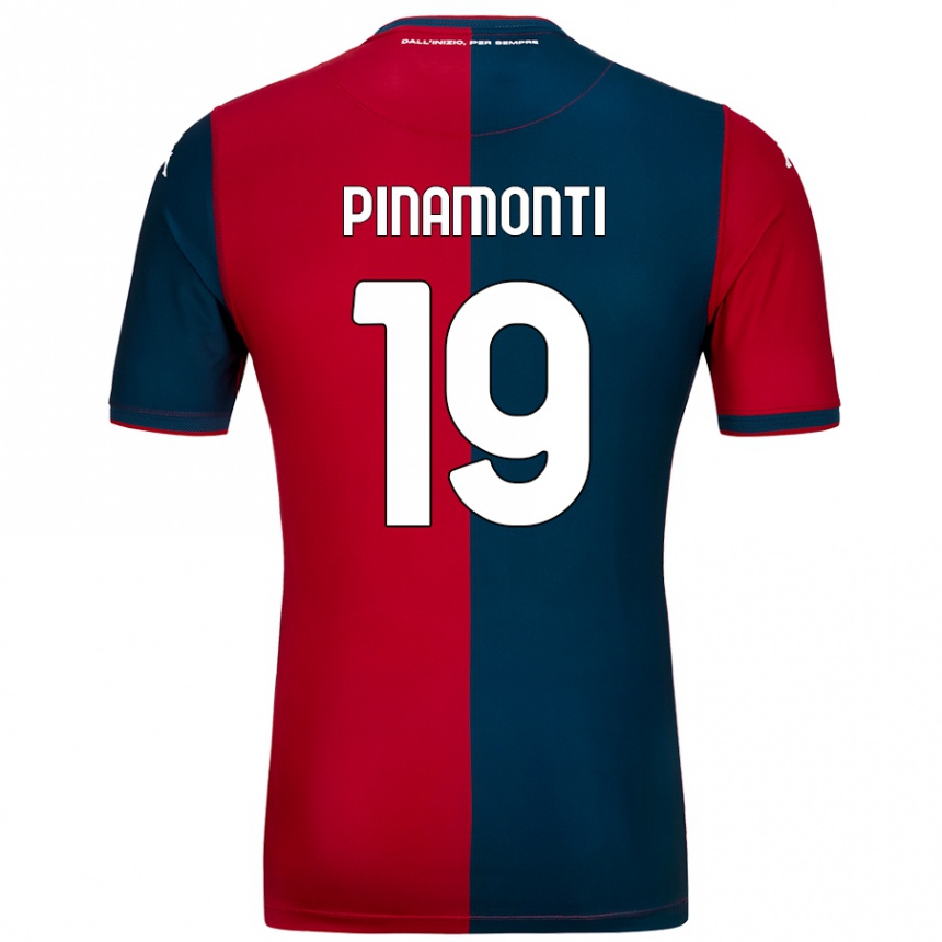 Kinder Fußball Andrea Pinamonti #19 Rot Dunkelblau Heimtrikot Trikot 2024/25 T-Shirt Luxemburg