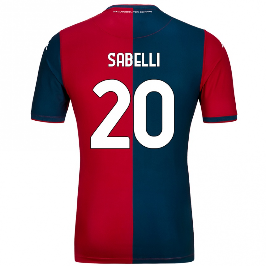 Kinder Fußball Stefano Sabelli #20 Rot Dunkelblau Heimtrikot Trikot 2024/25 T-Shirt Luxemburg