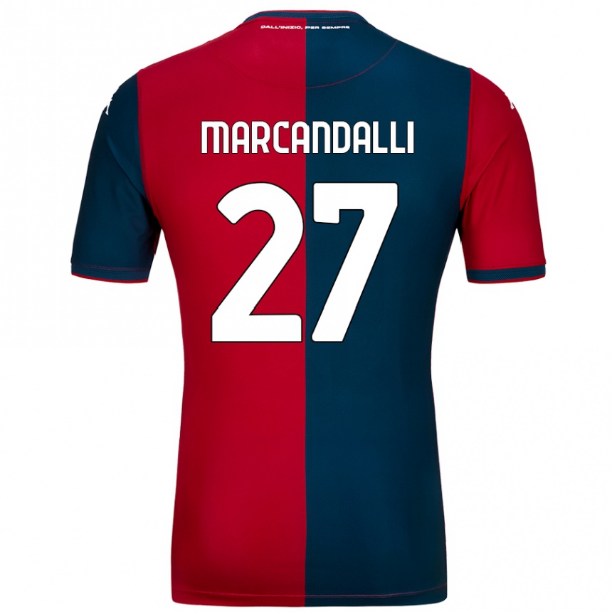 Kinder Fußball Alessandro Marcandalli #27 Rot Dunkelblau Heimtrikot Trikot 2024/25 T-Shirt Luxemburg