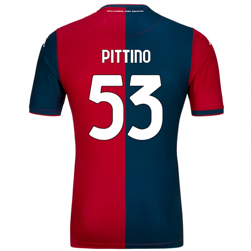 Kinder Fußball Tommaso Pittino #53 Rot Dunkelblau Heimtrikot Trikot 2024/25 T-Shirt Luxemburg