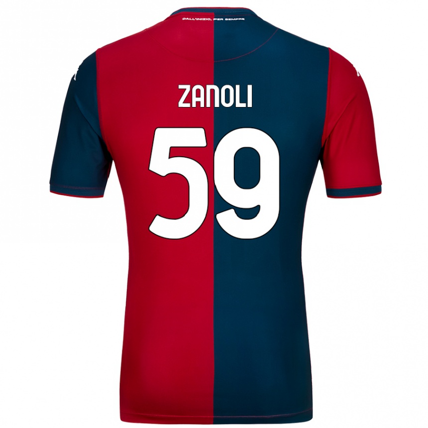 Kinder Fußball Alessandro Zanoli #59 Rot Dunkelblau Heimtrikot Trikot 2024/25 T-Shirt Luxemburg