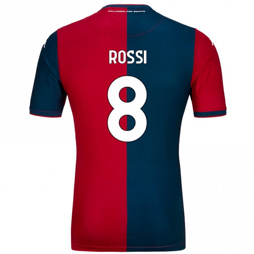 Kinder Fußball Gianluca Rossi #8 Rot Dunkelblau Heimtrikot Trikot 2024/25 T-Shirt Luxemburg