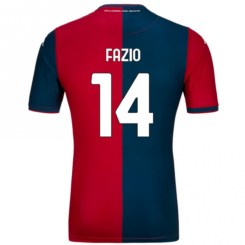 Kinder Fußball Tommaso Fazio #14 Rot Dunkelblau Heimtrikot Trikot 2024/25 T-Shirt Luxemburg