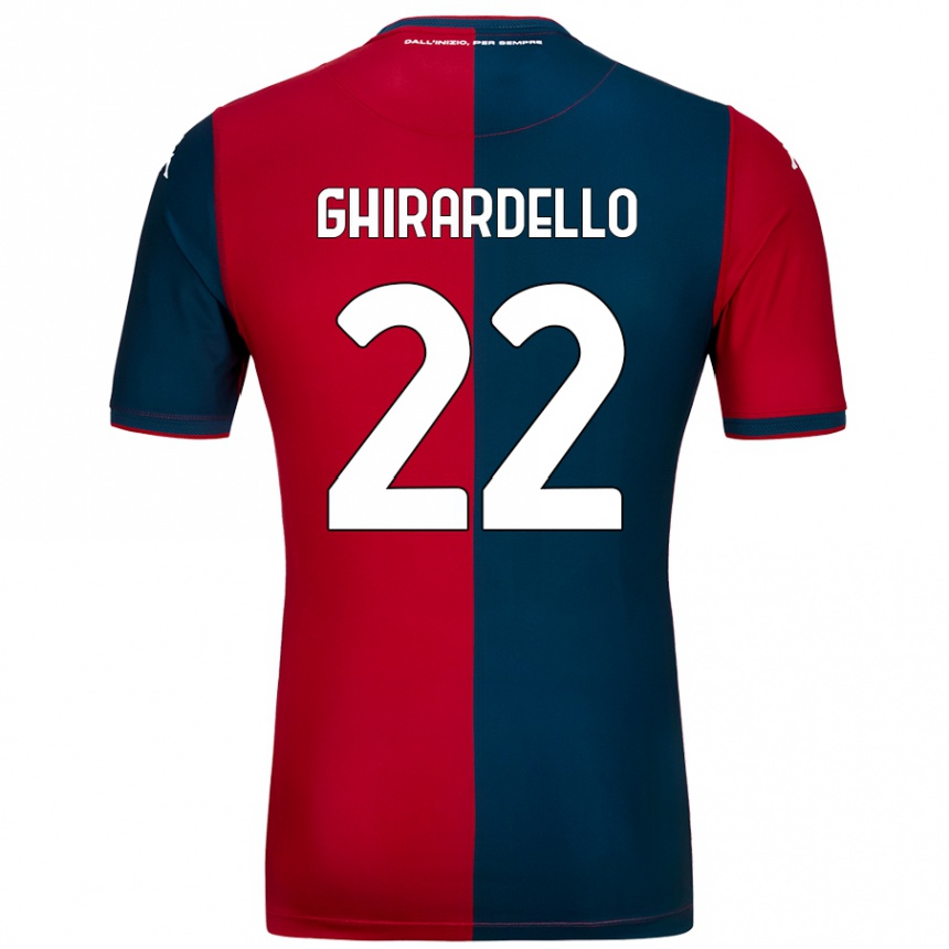 Kinder Fußball Tommaso Ghirardello #22 Rot Dunkelblau Heimtrikot Trikot 2024/25 T-Shirt Luxemburg