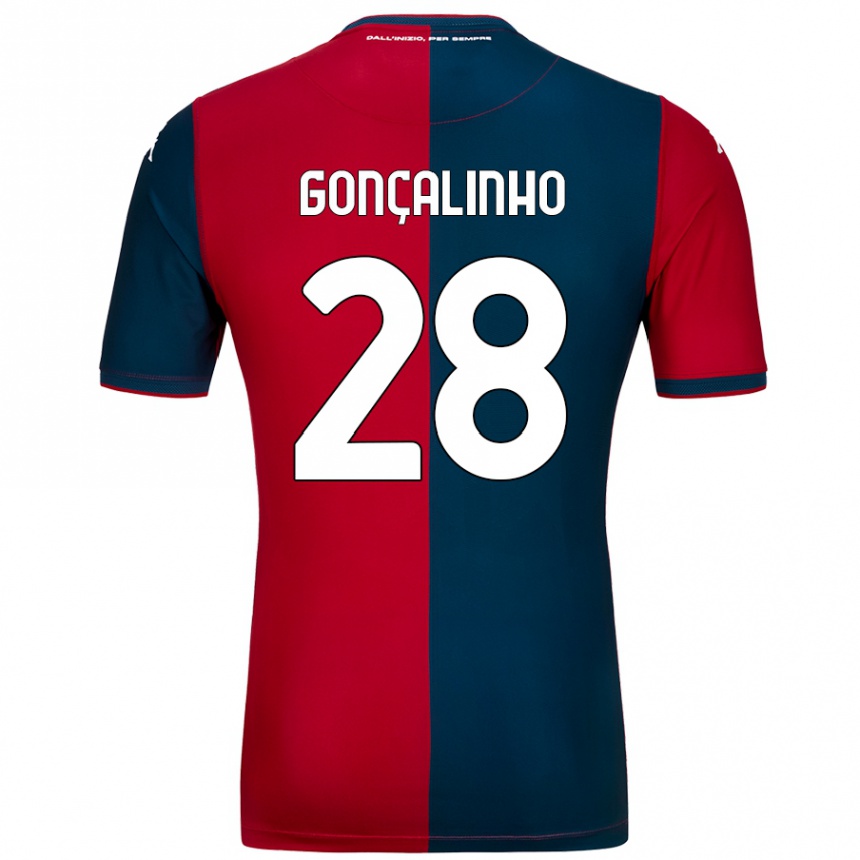 Kinder Fußball João Gonçalinho #28 Rot Dunkelblau Heimtrikot Trikot 2024/25 T-Shirt Luxemburg