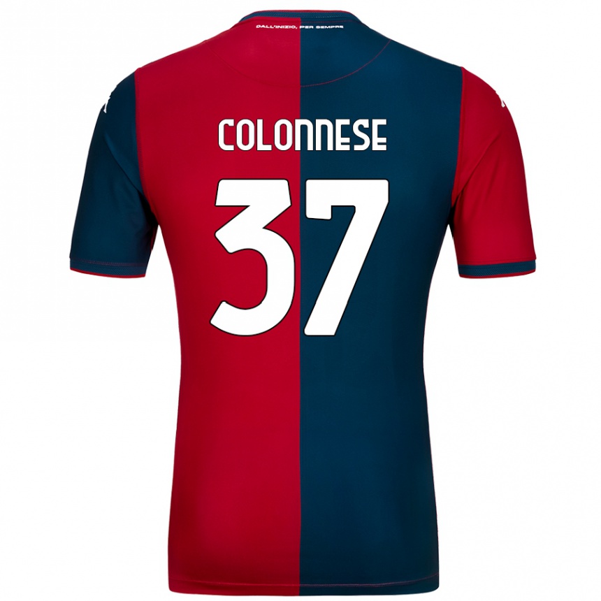 Kinder Fußball Lorenzo Colonnese #37 Rot Dunkelblau Heimtrikot Trikot 2024/25 T-Shirt Luxemburg