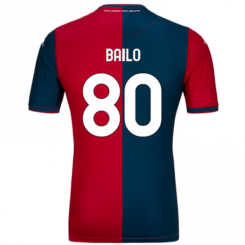 Kinder Fußball Giorgio Bailo #80 Rot Dunkelblau Heimtrikot Trikot 2024/25 T-Shirt Luxemburg