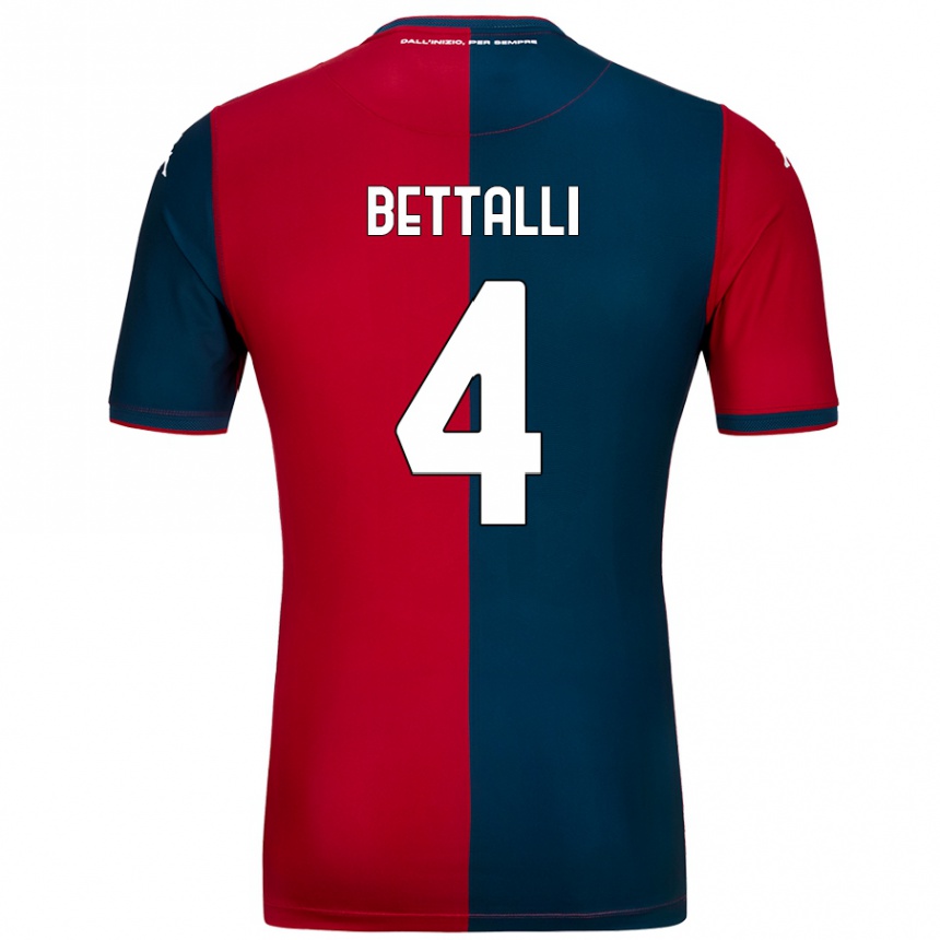 Kinder Fußball Giorgia Bettalli #4 Rot Dunkelblau Heimtrikot Trikot 2024/25 T-Shirt Luxemburg