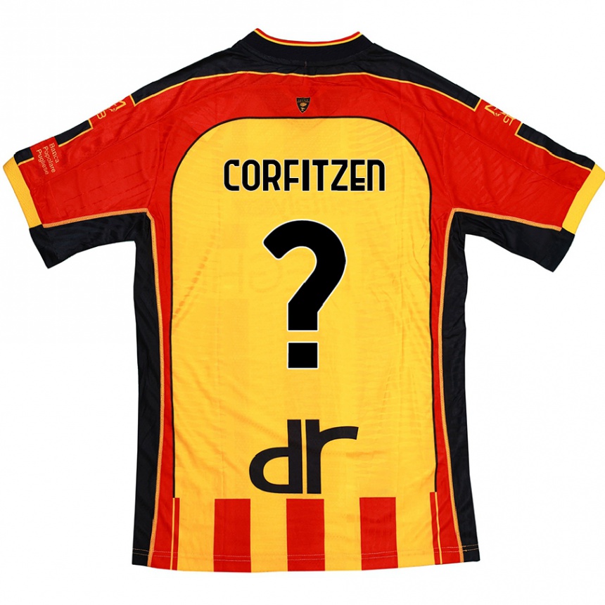 Kinder Fußball Jeppe Corfitzen #0 Gelb Rot Heimtrikot Trikot 2024/25 T-Shirt Luxemburg