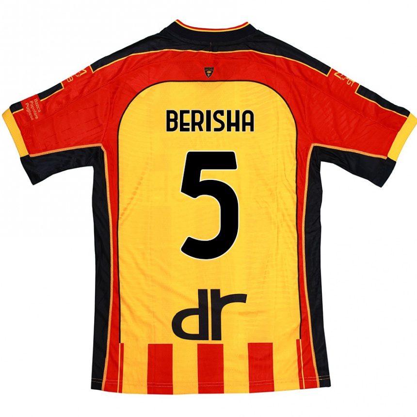 Kinder Fußball Medon Berisha #5 Gelb Rot Heimtrikot Trikot 2024/25 T-Shirt Luxemburg