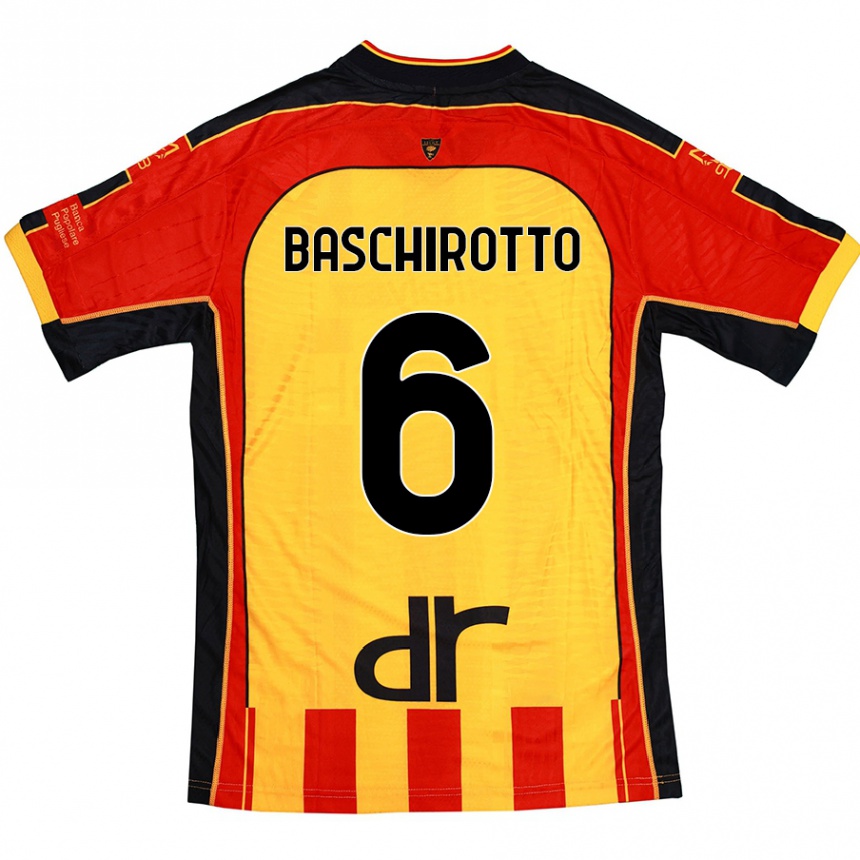 Kinder Fußball Federico Baschirotto #6 Gelb Rot Heimtrikot Trikot 2024/25 T-Shirt Luxemburg