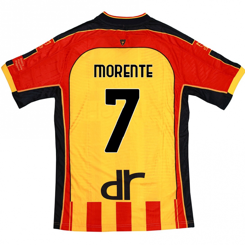 Kinder Fußball Tete Morente #7 Gelb Rot Heimtrikot Trikot 2024/25 T-Shirt Luxemburg