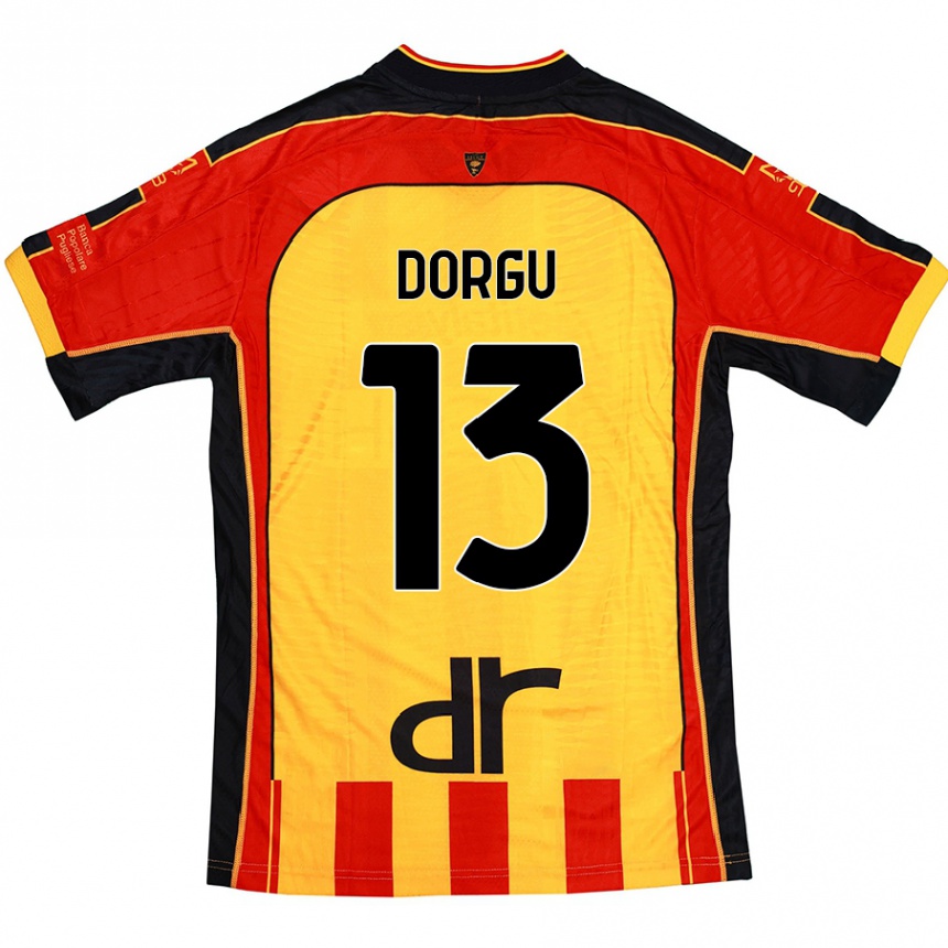 Kinder Fußball Patrick Dorgu #13 Gelb Rot Heimtrikot Trikot 2024/25 T-Shirt Luxemburg